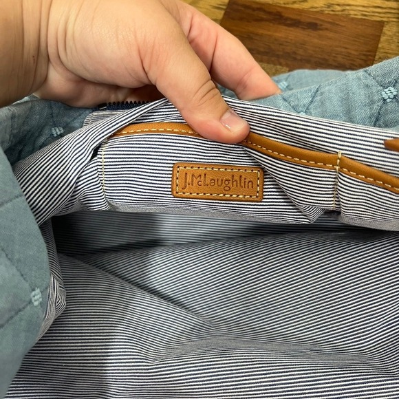 J Mclaughlin Nessa Handbag‎ One Size NWT $248 Blue Quilted Tote Cotton Purse - Picture 9 of 13